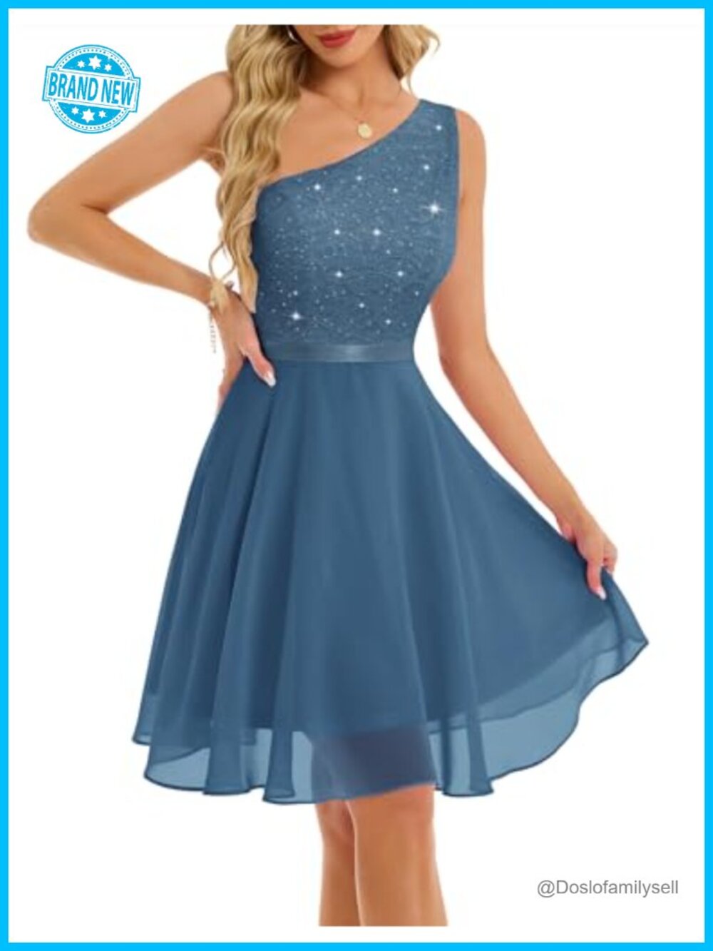 One Shoulder Sequin Lace Bodice A-Line Mini Homecoming Prom Dress